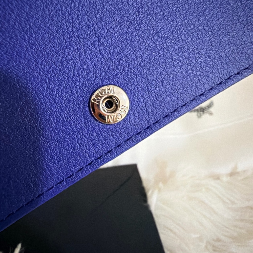 MCM Vibrant Blue Card Holder Bills Wallet - Picture 9 of 13